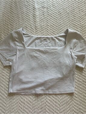 Aerie OFFLINE White Square Neck Crop Top Size L